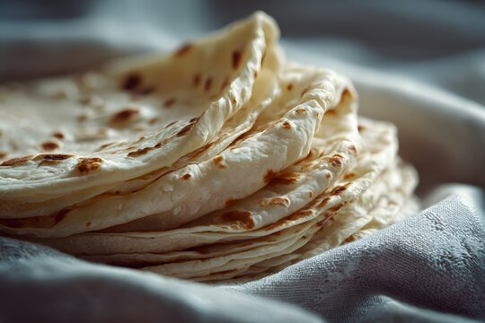 Soft warm lefse unfold snowy field of Midwestern United States like delicate sheet of moonlight slowly unfurling reveal tender buttery heart within layer of pillowy softness clean professional stock