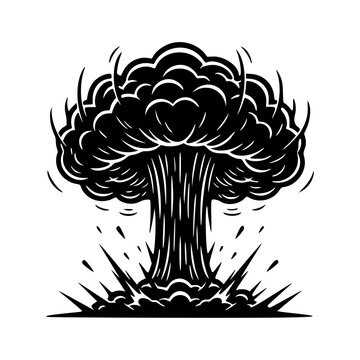 Nuclear Mushroom Cloud Explosion Silhouette Vector Illustration