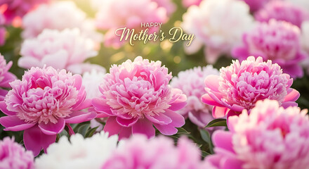 Fototapeta premium A vibrant bouquet of pink peonies in full bloom, captured from a close-up perspective, showcasing their delicate petals and lush texture in a lush floral arrangement