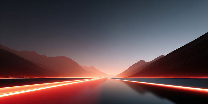 Future Technology Red Digital Highway Concept Car Advertising Background