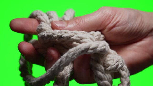 Rope on a green background close-up
