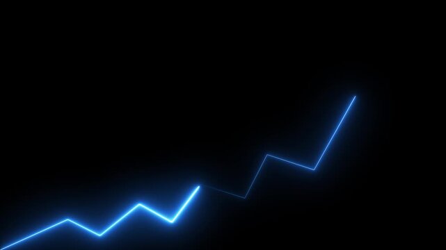 Market Recovery Concept. Successful growth trend olive line graph going Up.Abstract neon line arrow down business graph. Motion graphics of neon rising arrow