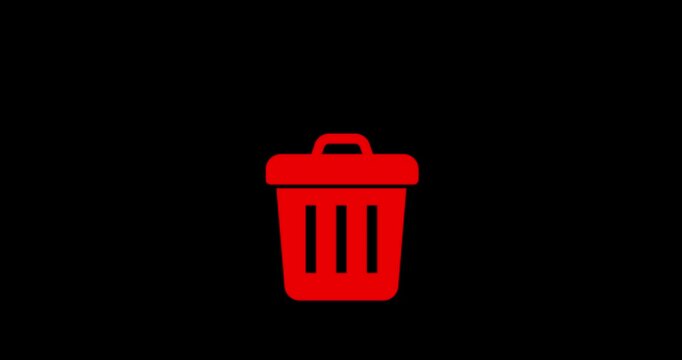 Animated trash can icon with paper thrown in on green screen background. Throwing rubbish in dustbin, Trash animation concept