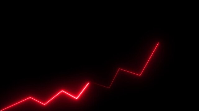 Market Recovery Concept. Successful growth trend olive line graph going Up.Abstract neon line arrow down business graph. Motion graphics of neon rising arrow