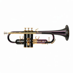 Naklejka premium Black and gold trumpet with purple accents shiny