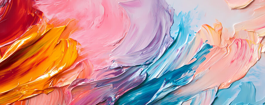 Colorful Abstract Acrylic Oil Paint Strokes Texture Background