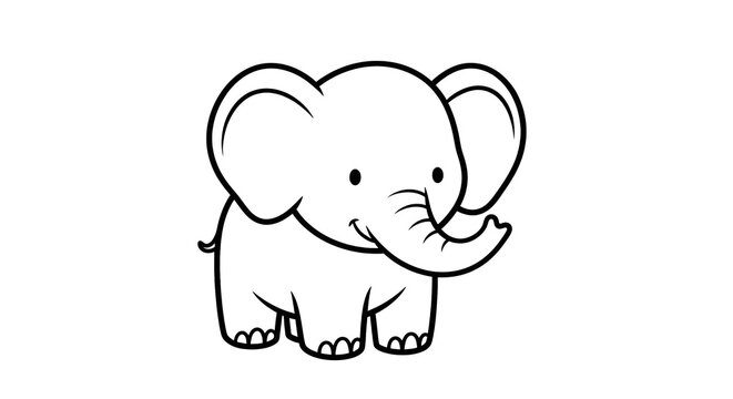 Cute Baby Elephant Outline With Colorful Glow On Black Background