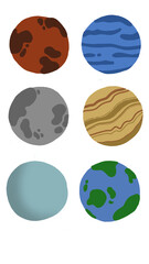 Cute Cartoon Planet Set &ndash; Colorful Solar System Illustration Collection