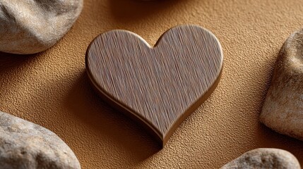 Obraz premium Romantic Wooden Heart and Stones for Valentine's Day Decor
