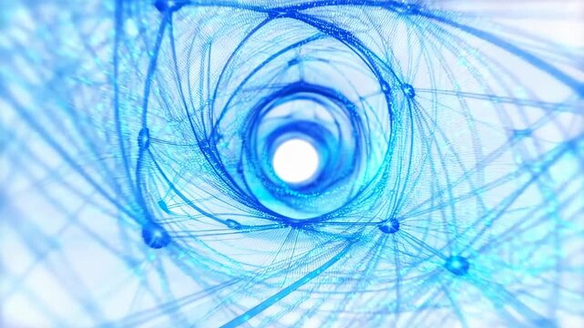 Abstract blue digital vortex animation. Represents technology, data flow, and connectivity in a modern digital landscape