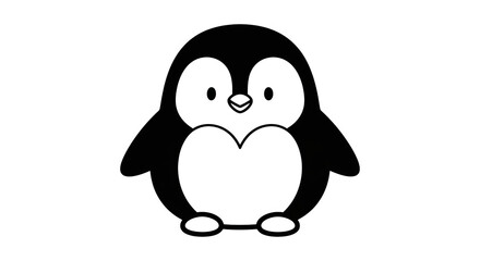 Obraz premium Minimalist Penguin Outline Icon With Glitch Effect On Black