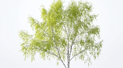Fototapeta premium Fresh spring birch tree against white