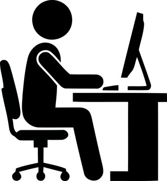 A person working at a desk with a computer in an office setting