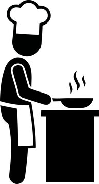 Chef actively cooking a dish in a professional kitchen setting