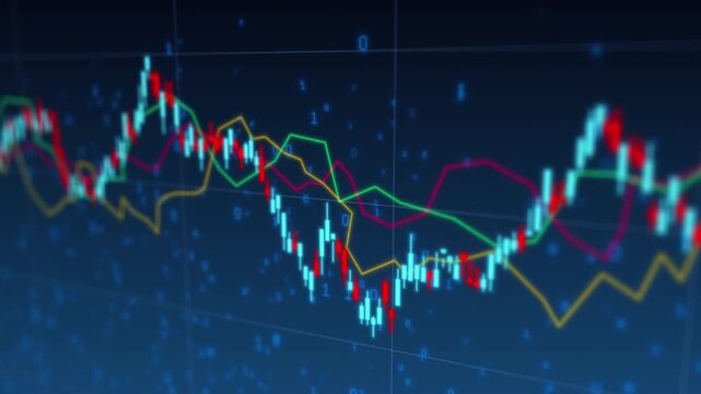 Financial trade concept. Stock market chart with digital stock market data, investment strategy analysis and online exchange technology bit code