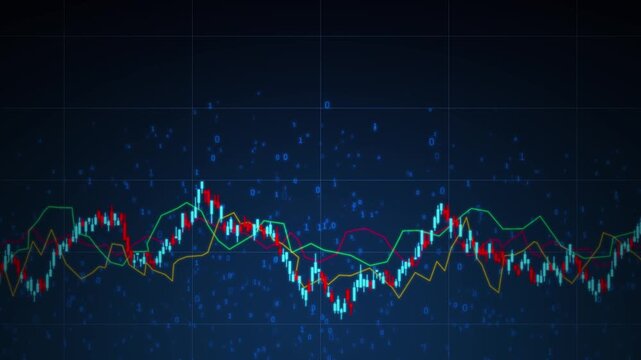 Global financial trading chart with digital stock market data, investment strategy analysis and online exchange technology bit code