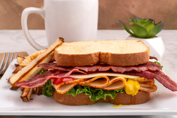 chicken sandwich with  home swiss cheese and turkey bacon