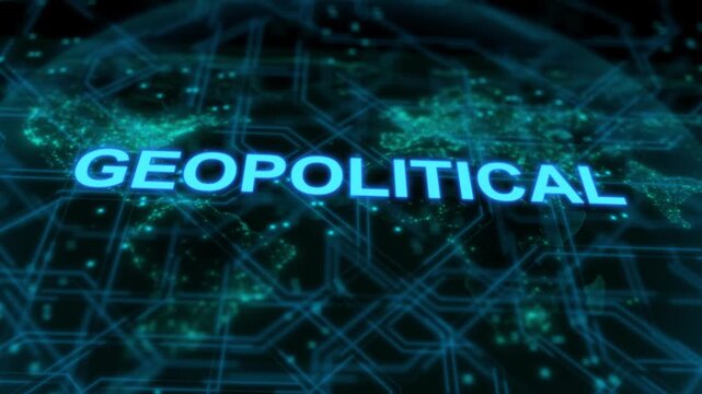 Global geopolitical world map with financial strategy, international relations, economic policy and political leadership concept background