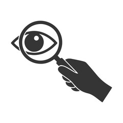 ルーペを持つ手のシルエットアイコン　目