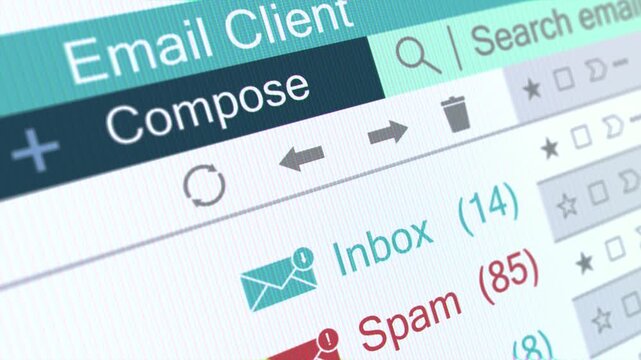 Contact interface frome customer counter for inbox and spam emails online digital display