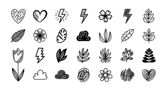 Collection of 25 unique tattoo style icons and symbols