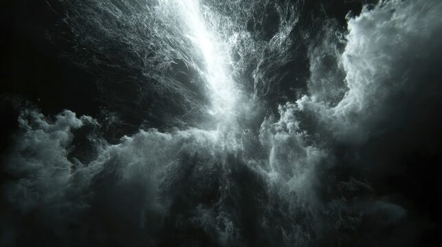 Dark, stormy clouds with a central light