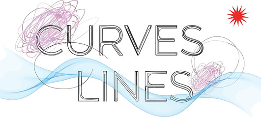 Obraz premium Curves Lines Text with Abstract Wavy and Scribble Elements Vector