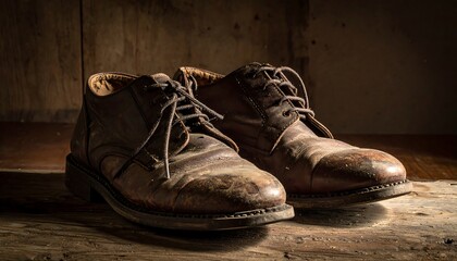 Worn Leather Boots - A Study in Texture and Light.