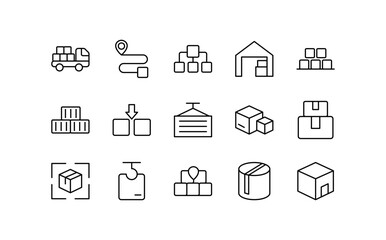 Parcel line icon collection. Online shopping, delivery, package, and delivery boxes icon. UI thin line icon pack.
