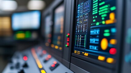 Naklejka premium Modern energy control facility supporting critical infrastructure protection for high-voltage power distribution grid operations.