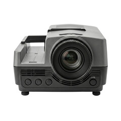 Modern digital projector front view on black background