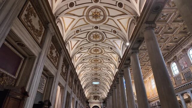 Cinematic Slow Motion Walkthrough Of Side Aisle In Santa Maria Maggiore