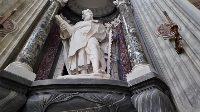 Monumental Statue Of Saint Simon Apostle In San Giovanni In Laterano Slow Motion