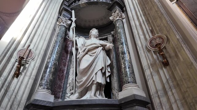 Cinematic Slow Motion Statue Of Saint Jude Thaddeus Saint John Lateran Rome