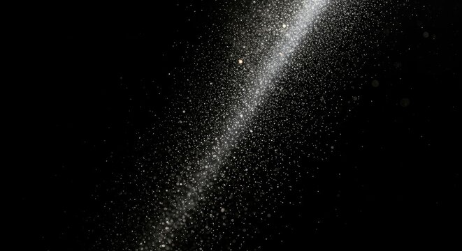 Abstract Swirl of Glittering Particles Against a Dark Background.