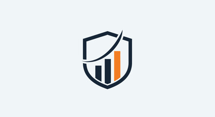 Obraz premium Financial Growth Shield Logo: Business Security, Investment, Data Analysis & Success