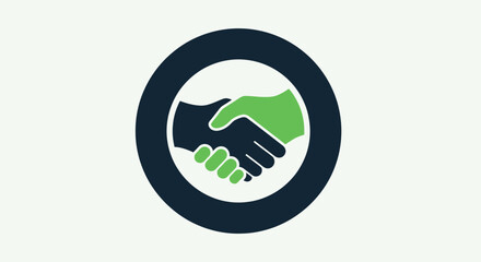 Handshake Icon Inside Circle - Business Agreement, Partnership, Deal Concept