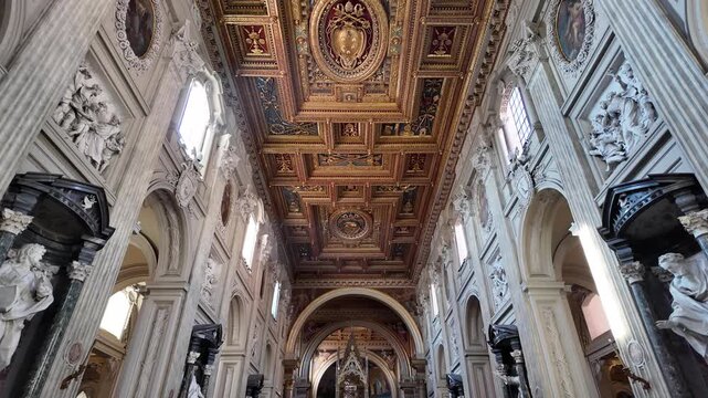 Cinematic Slow Motion Walkthrough Of Main Nave In Santa Maria Maggiore