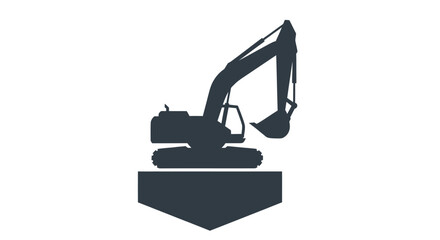 Excavator Silhouette Icon on White Background © atha_lintar