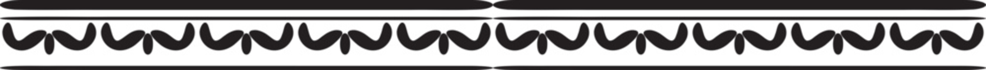 Vector seamless border pattern with black wavy lines