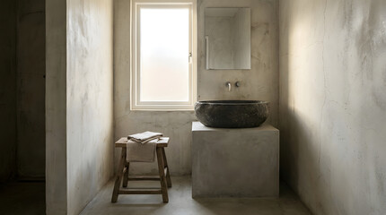Charming wabi sabi interior decor in a rustic open-plan kitchen with natural light and serene ambiance
