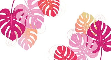 Abstract Tropical Monstera Leaf Pattern Vector Background for Summer Marketing, Web Banners, Social Media, and Creative Design Templates with Vibrant Colors © Pronob Kumar Ray