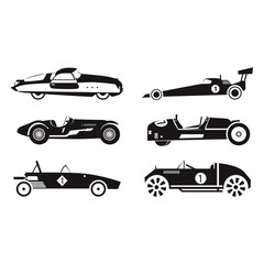 Speed race car racing illustration set