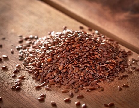 nutrient rich flax seeds displayed on rustic wooden surface for healthy eating