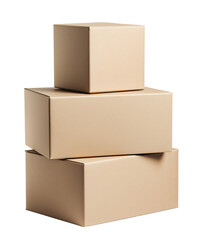 Obraz premium Stack of cardboard boxes in a warehouse viewed from the side