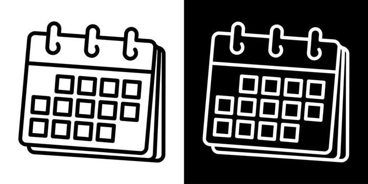 Timetable icon concept in flat black and white style on clean background vector illustration design