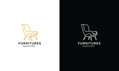 Modern Furniture Logo Design Minimalist Armchair Line Art for Italian Store Branding.