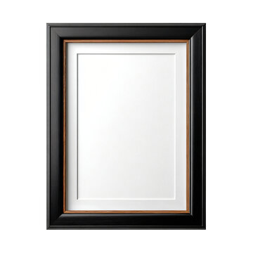 Elegant Black Picture Frame With White Mat Board And Wood Trim Isolated