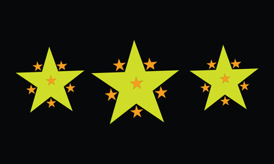 Obraz premium Neon Green Star Rating Trio With Orange Accents On Black Background Abstract Celebration Design