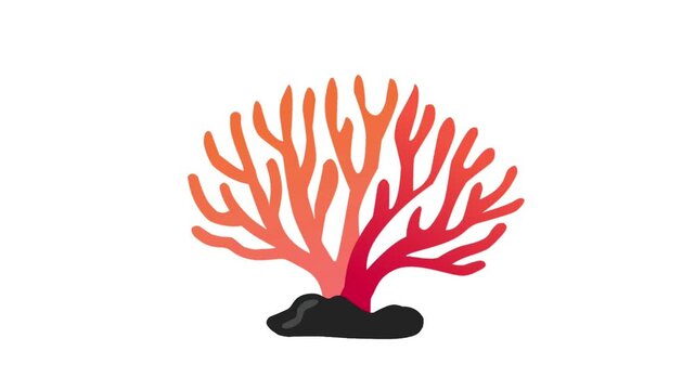 2D Animated Fire Coral with Orange Red Branches for Reef Ocean Theme Loop